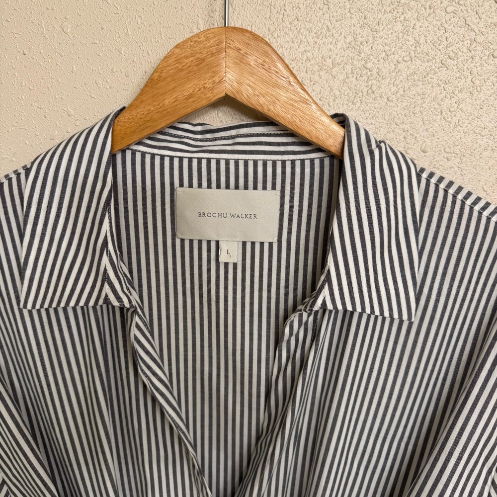 Brochu Walker Ashland Button Front Midi Dress - Fraser Grey Stripe L - Picture 5 of 13